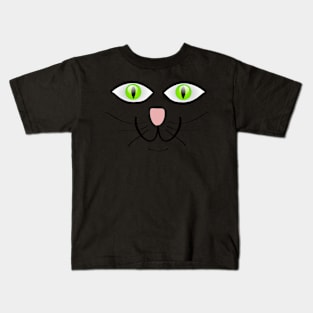 Green Eyed Cat Face, Gifts cat Lovers Kids T-Shirt